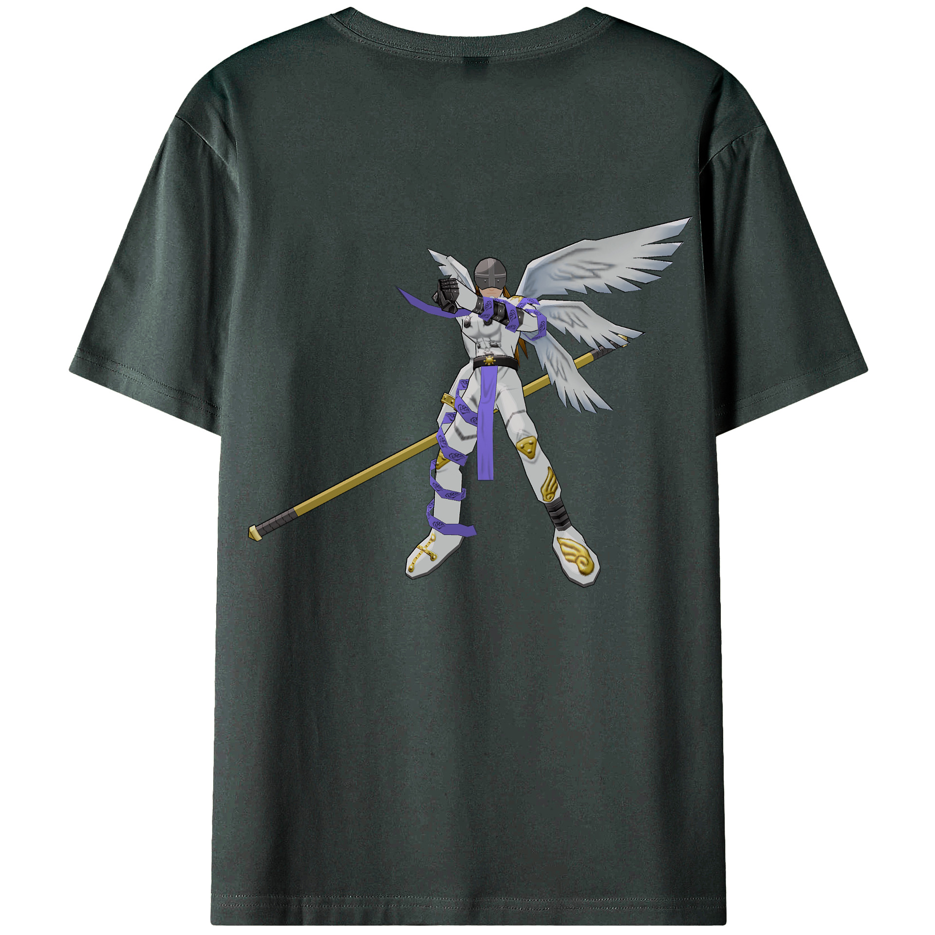 （画像用） Digimon デジタルモンスター/デジモン 綿100％ メンズ半袖Tシャツ（バックプリント） 通気性